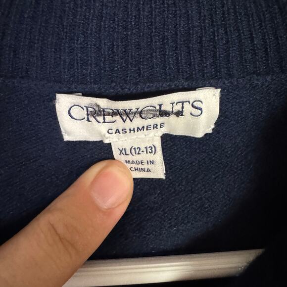 Crewcuts J.Crew Cashmere Half-zip Sweater Boys XL(12-13) Navy Mockneck Soft Knit - Picture 4 of 7
